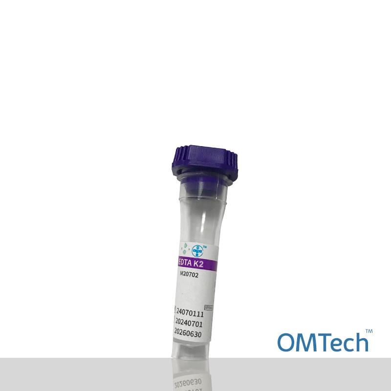 Мікропробірка для забору крові "OMTech", не вакуумна, Мікро-тип, K2 EDTA, стерильна, з бузковою кришкою, 0,5 мл, 10*45 мм RENJI MEDICAL